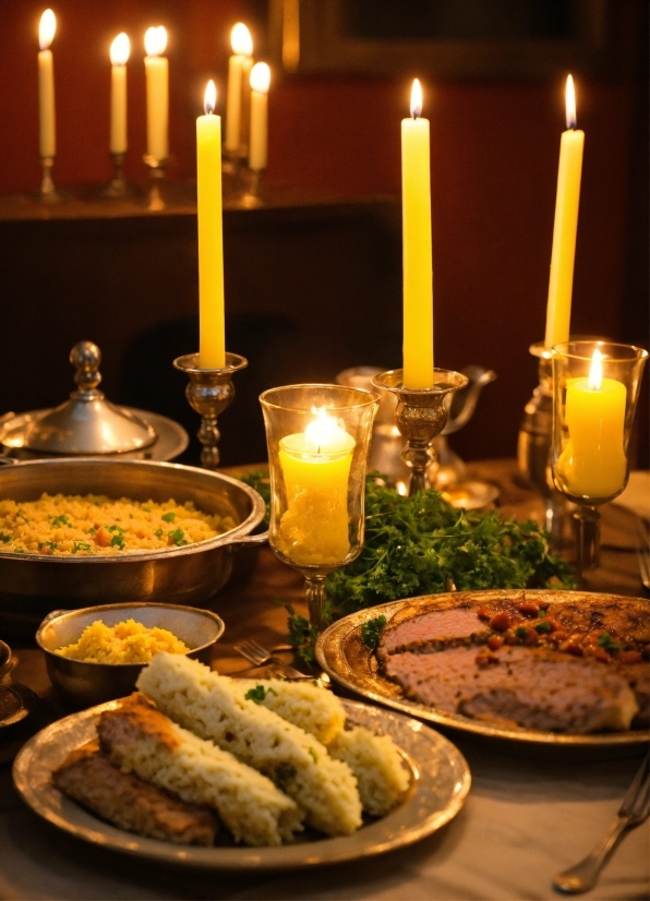 Food, Tableware, Candle, Light, Table, Plate