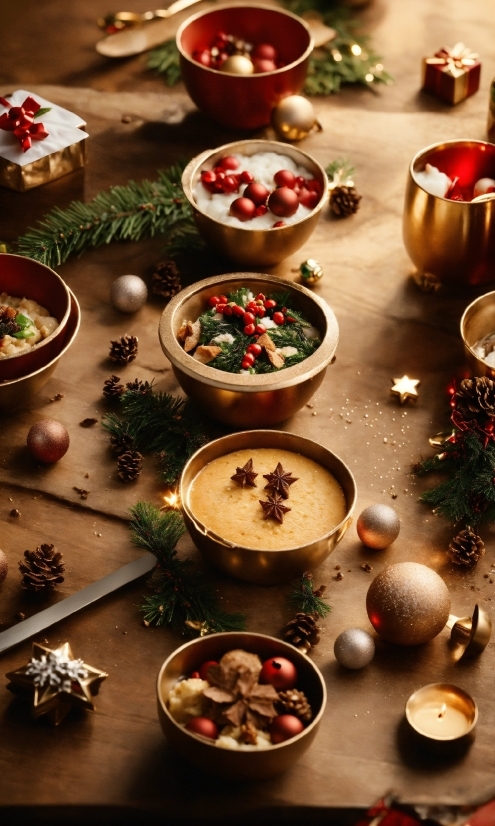 Food, Tableware, Christmas Ornament, Dishware, Ingredient, Plate