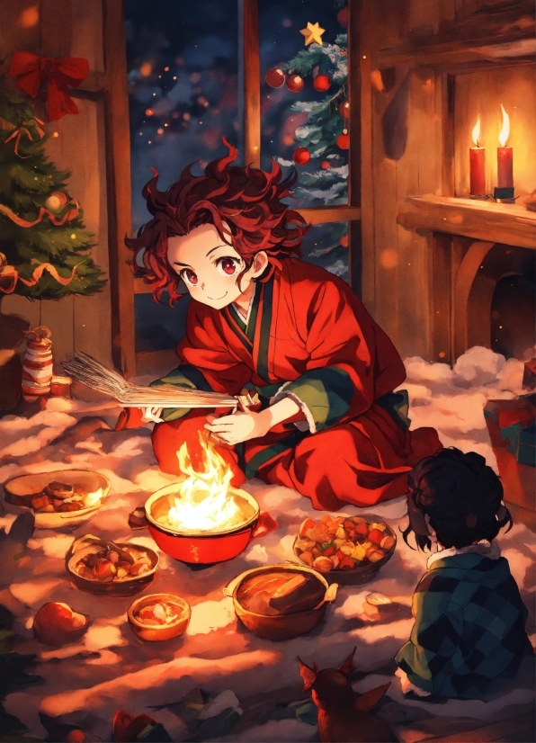 Food, Tableware, Christmas Tree, Candle, Orange, Table
