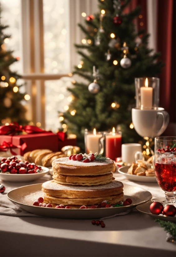 Food, Tableware, Christmas Tree, Table, Decoration, Candle