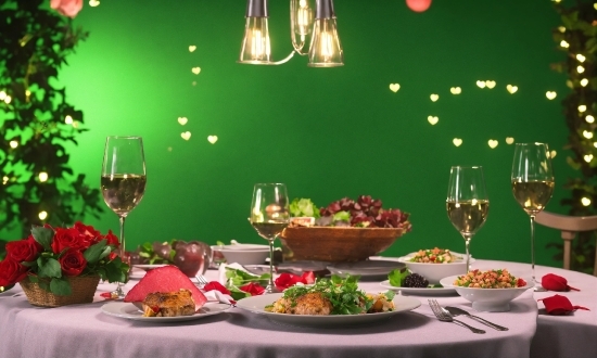 Food, Tableware, Table, Furniture, Green, Stemware