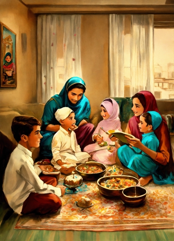 Food, Tableware, Table, Sharing, Event, Abaya