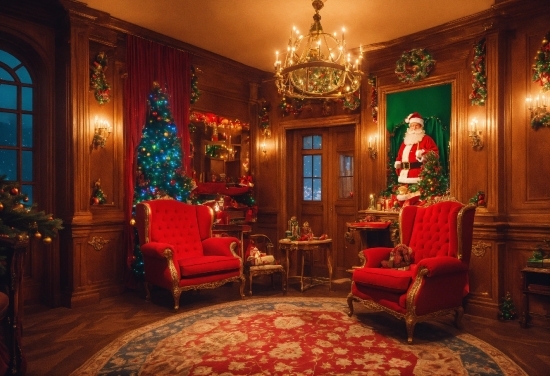 Furniture, Christmas Tree, Chair, Decoration, Lighting, Picture Frame