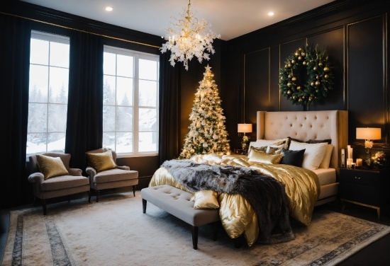 Furniture, Decoration, Christmas Tree, Table, Window, Wood