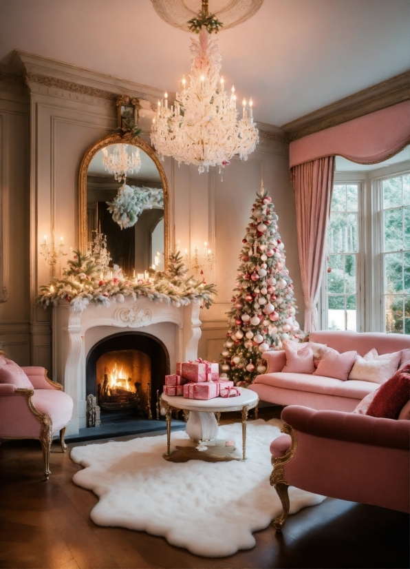 Furniture, Decoration, Christmas Tree, Wood, Plant, Lighting