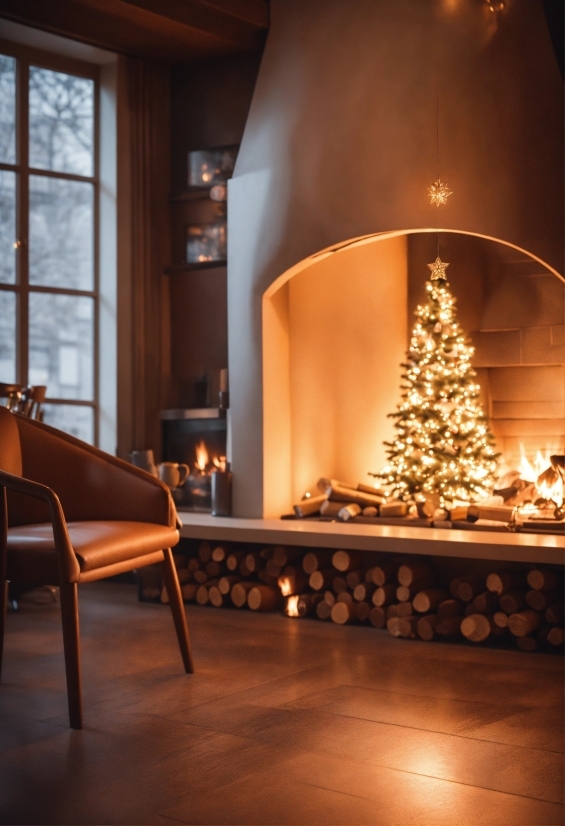 Furniture, Property, Christmas Tree, Building, Wood, Window