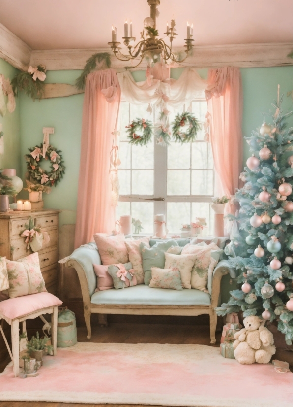 Furniture, Property, Christmas Tree, Decoration, Green, Wood