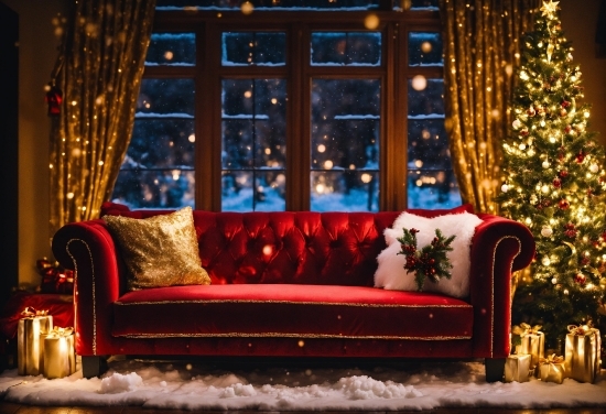 Furniture, Property, Couch, Decoration, Christmas Tree, Light