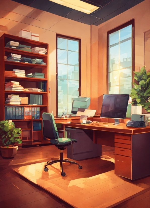 Furniture, Property, Office Chair, Building, Computer Desk, Computer Monitor