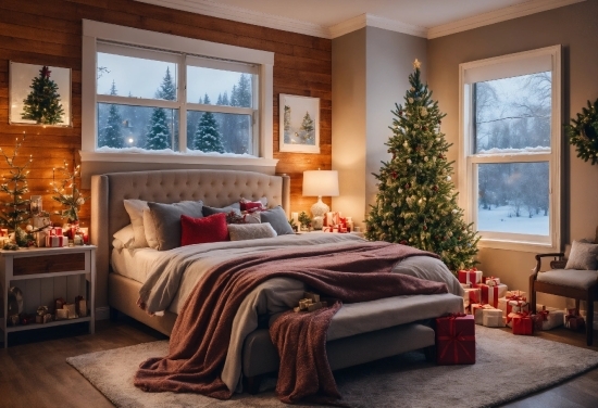 Furniture, Window, Christmas Tree, Comfort, Wood, Plant