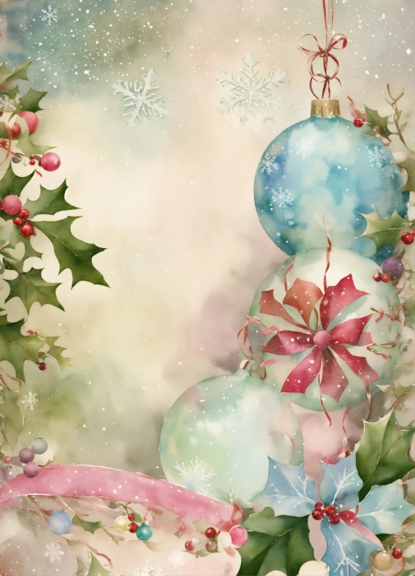 Get Illustrations, Christmas Ornament, White, Green, Branch, Flower