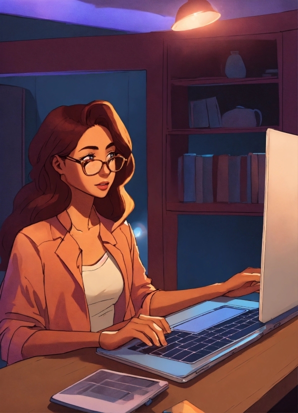 Glasses, Computer, Personal Computer, Computer Keyboard, Desk, Vision Care