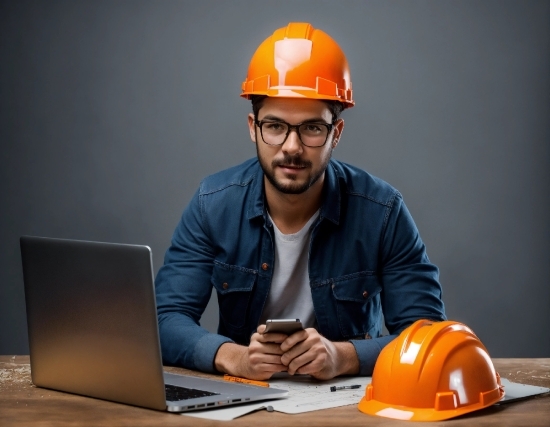 Glasses, Computer, Personal Computer, Laptop, Hard Hat, Workwear