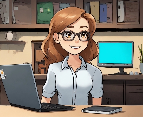 Glasses, Computer, Personal Computer, Smile, Output Device, Vision Care
