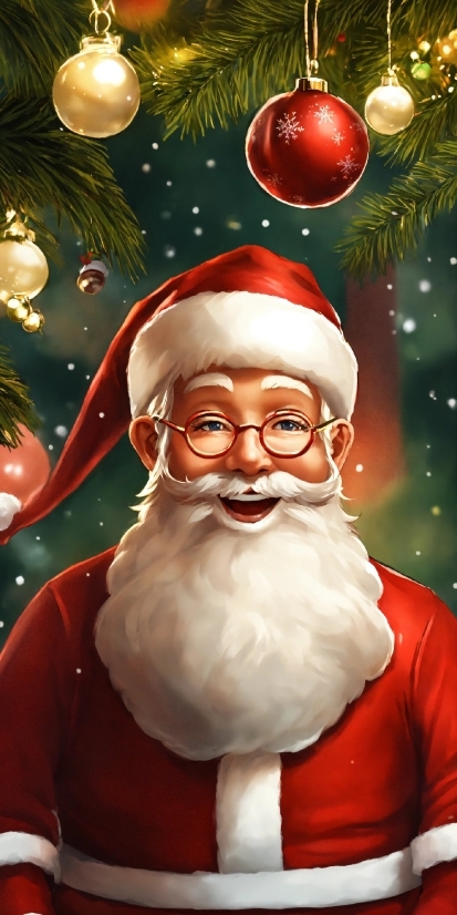 Glasses, Smile, Facial Expression, Beard, Christmas Ornament, Celebrating