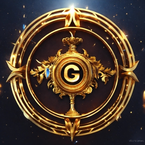 Gold, Amber, Circle, Symmetry, Symbol, Font