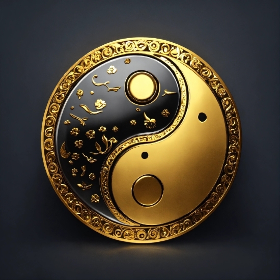 Gold, Ball, Font, Circle, Symbol, Metal