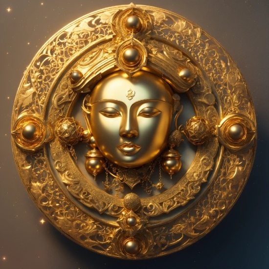 Gold, Sculpture, Artifact, Art, Metal, Circle