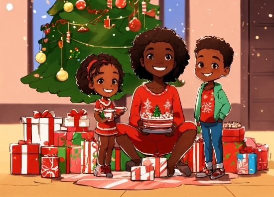 Green, Cartoon, Christmas Ornament, Happy, Musical Instrument, Sharing