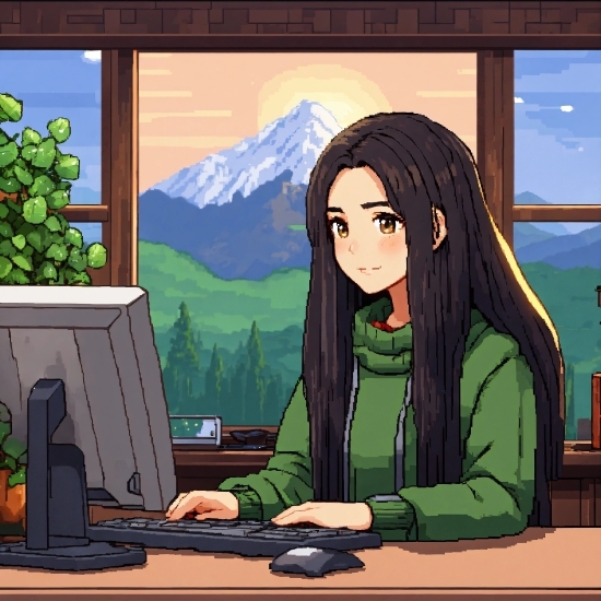 Green, Cartoon, Personal Computer, Computer, Organism, Computer Keyboard