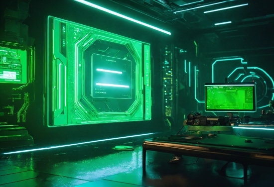 Green, Computer, Electricity, Entertainment, Display Device, Visual Effect Lighting