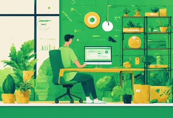 Green, Computer, Flowerpot, Organism, Plant, Personal Computer