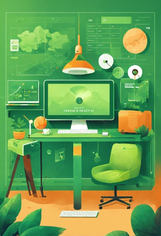 Green, Computer, Personal Computer, Product, Computer Monitor, Interior Design