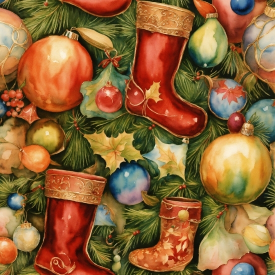 Green, Natural Foods, Painting, Christmas Ornament, Art, Serveware