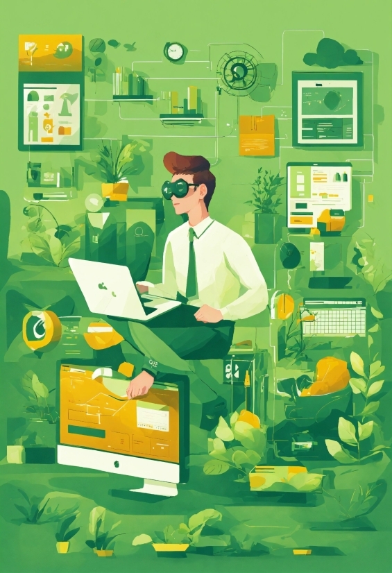 Green, Product, Organism, Art, Laptop, Computer