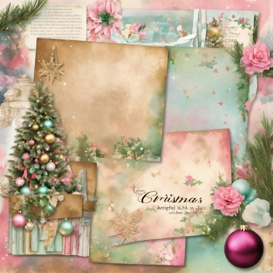 Green, Rectangle, Pink, Creative Arts, Christmas Ornament, Plant