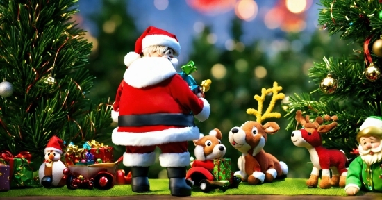 Green, Toy, Christmas Ornament, Cartoon, Christmas Tree, Santa Claus