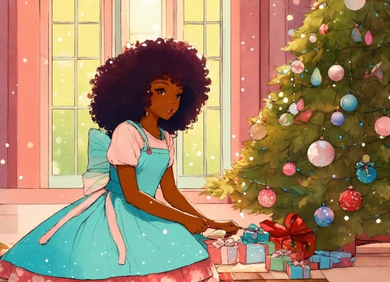 Hair, Christmas Tree, Green, Christmas Ornament, Plant, Dress
