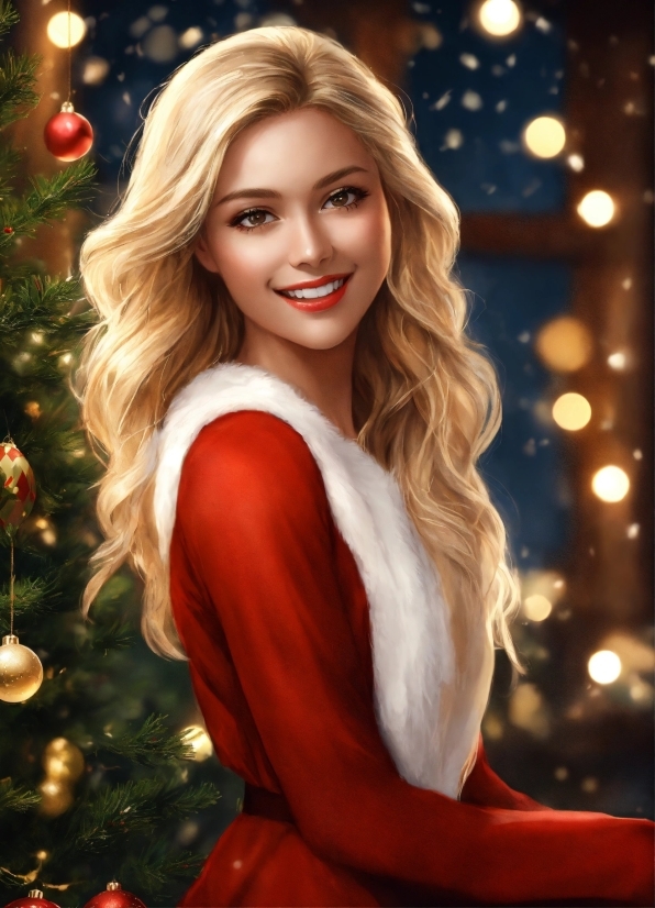 Hair, Face, Smile, Lip, Hairstyle, Christmas Tree