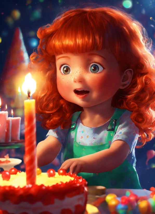 Hair, Food, Candle, Birthday Candle, Orange, Doll