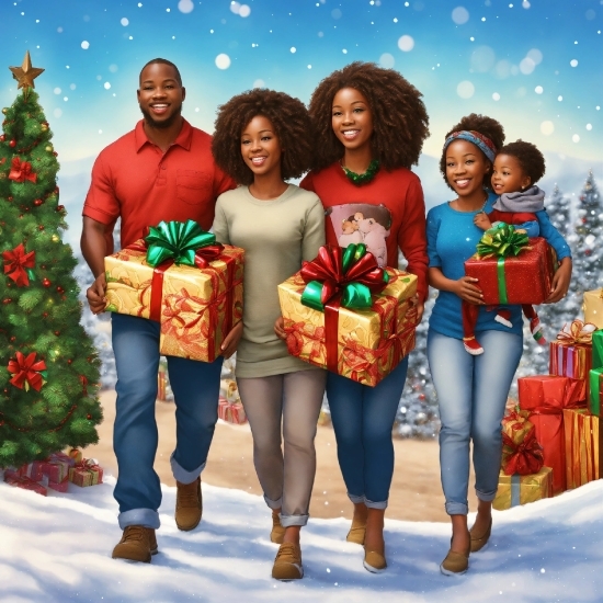 Hair, Smile, Jeans, White, Christmas Tree, Christmas Ornament