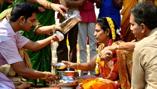 Hand, Temple, Sari, Yellow, Happy, Tableware
