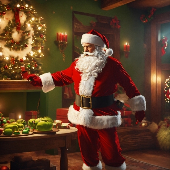 Hat, Lighting, Christmas Ornament, Interior Design, Santa Claus, Decoration