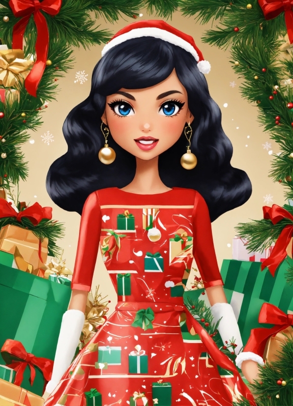 Head, Christmas Ornament, Doll, Green, Toy, Dress