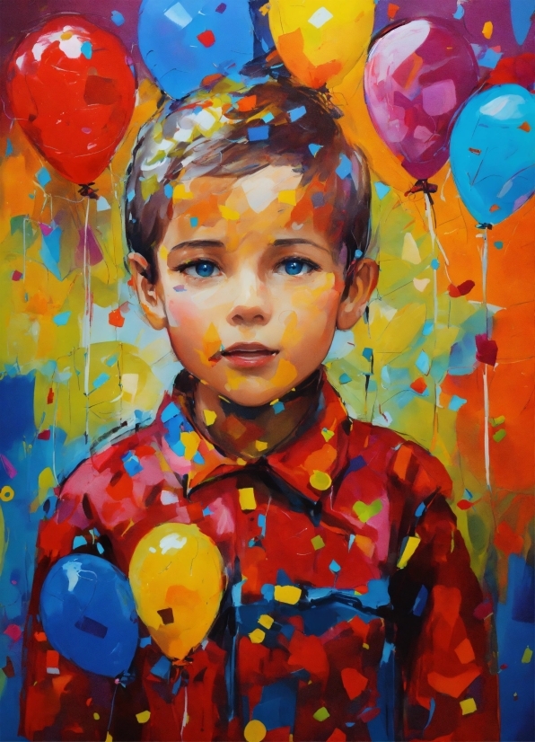 Head, Facial Expression, Paint, Balloon, Happy, Art
