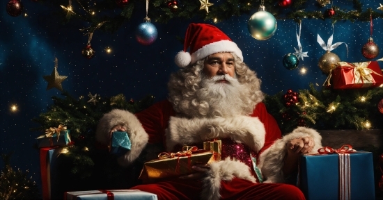 Head, Light, Beard, Christmas Ornament, Human Body, Santa Claus
