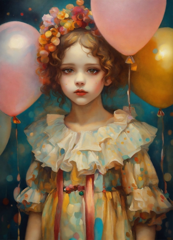 Head, Photograph, Organ, Dress, Balloon, Lighting