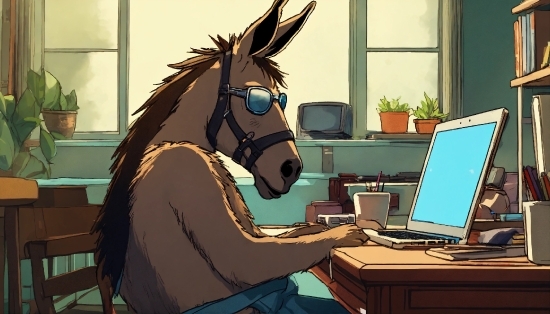 Horse, Computer, Plant, Window, Personal Computer, Table