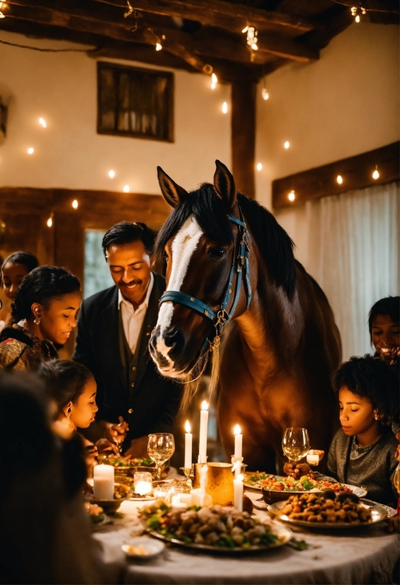 Horse, Food, Tableware, Candle, Temple, Table