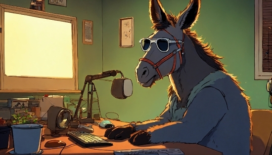 Horse, Plant, Computer Keyboard, Peripheral, Desk, Computer