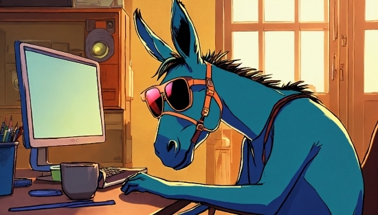 Horse, Window, Output Device, Personal Computer, Working Animal, Cartoon