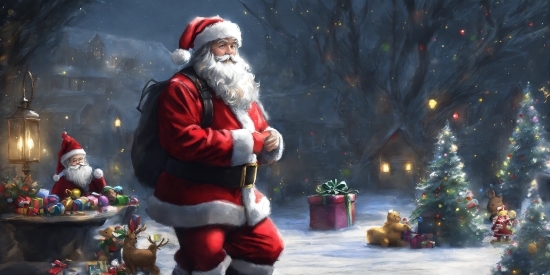 Human Body, Christmas Tree, Beard, Plant, Santa Claus, Christmas Decoration