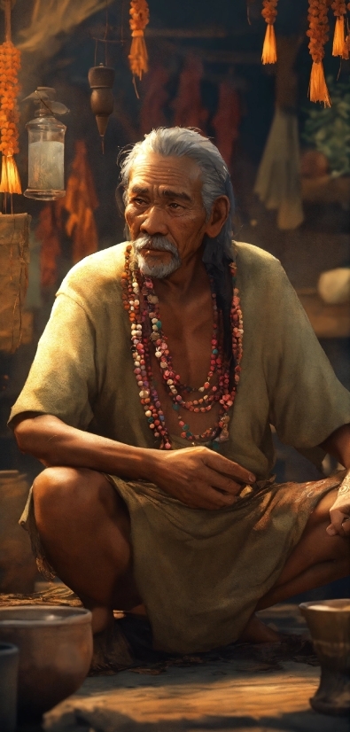 Human, Temple, Wrinkle, Necklace, Event, Facial Hair