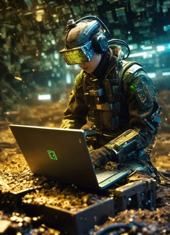 Laptop, Helmet, Military Person, Music, Computer, Personal Protective Equipment