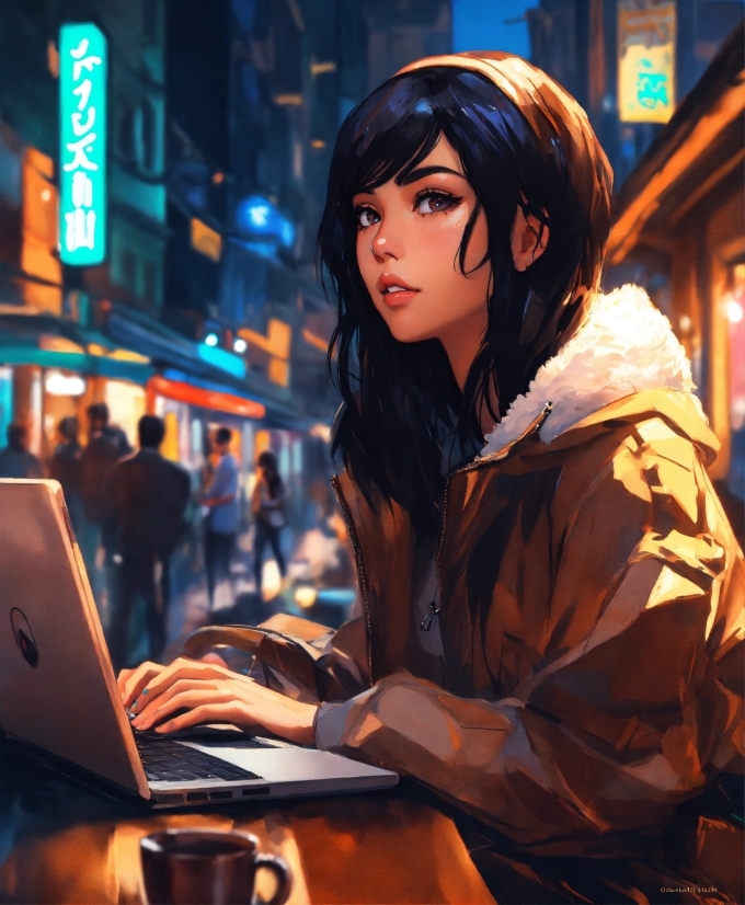 Laptop, Personal Computer, Computer, Lighting, Black Hair, Computer Keyboard