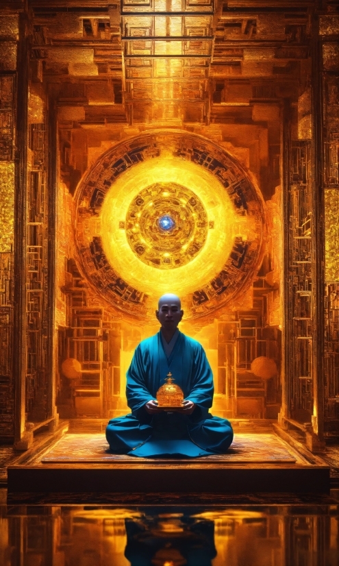 Light, Amber, Temple, Meditation, Landmark, Symmetry